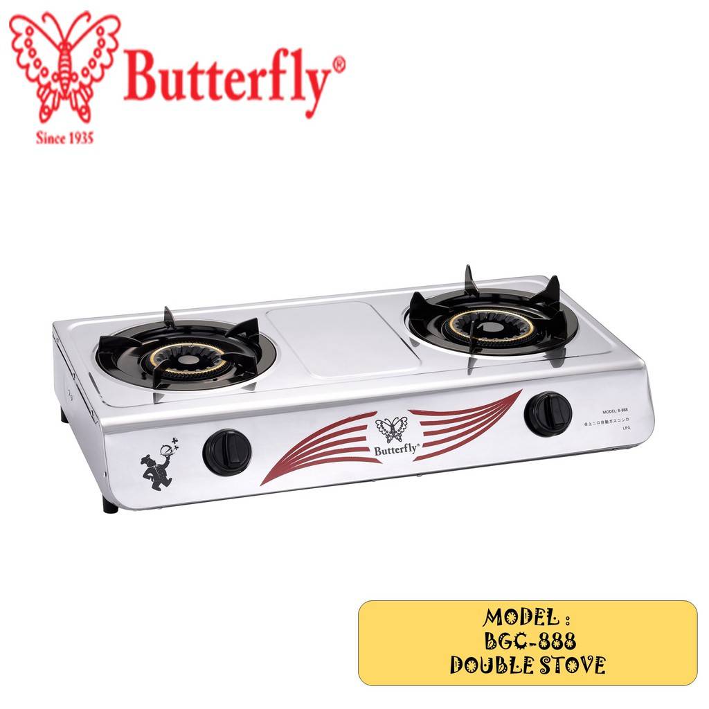 Butterfly Stainless Steel Double Burner Gas stove Cooker BGC888