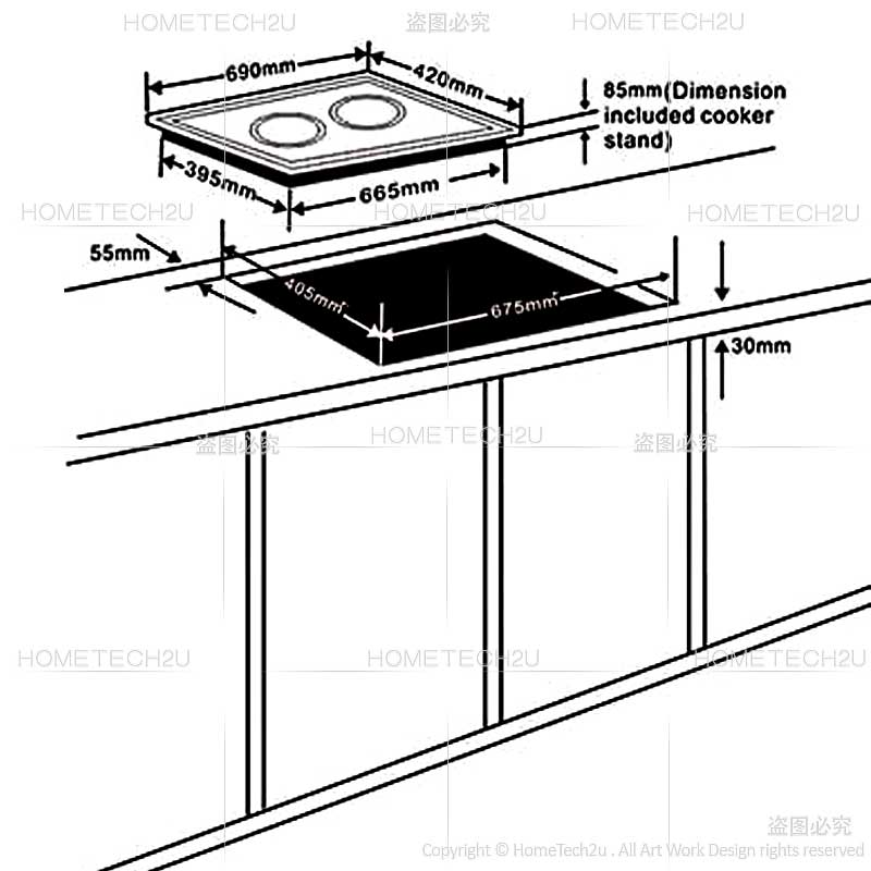 Faber Italia Builtin Double Electric Ceramic + Induction Cooker Hob