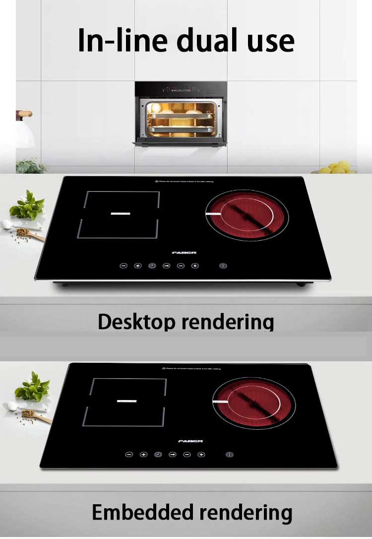 Faber Italia Builtin Double Electric Ceramic + Induction Cooker Hob