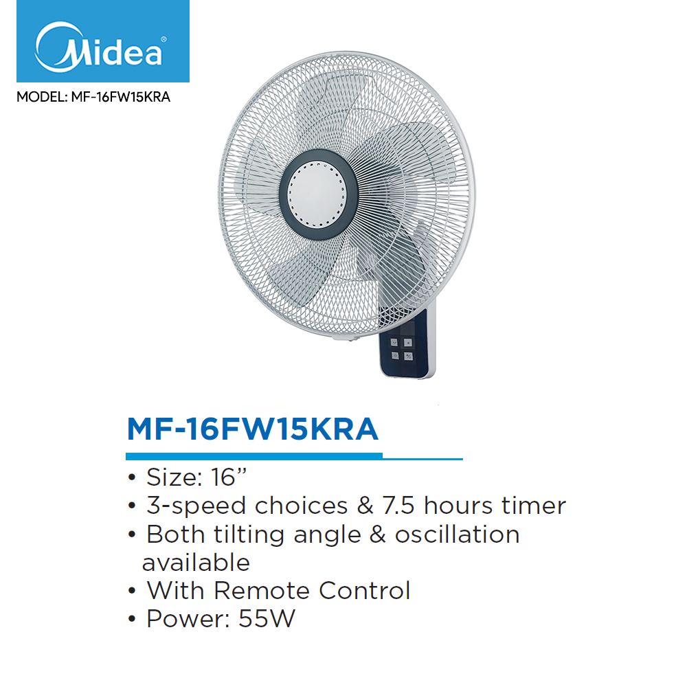 MIDEA MF16FW15KRA 16" REMOTE CONTROL WALL FAN